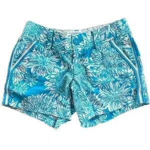 Lilly Pulitzer The Callahan Shorts Womens Size 000 Blue Lion Sunflower Print